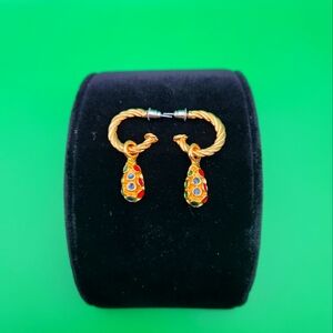 Vintage Christmas Earrings, Tree with Rinestones, and Teardrop with Rinestones